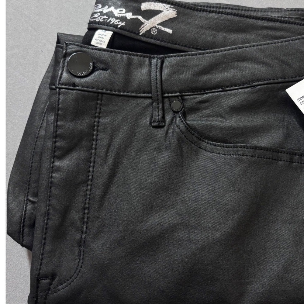 NWT Seven7 Women's 16 Ultra High Rise Faux Leather Skinny Black Coated Pants